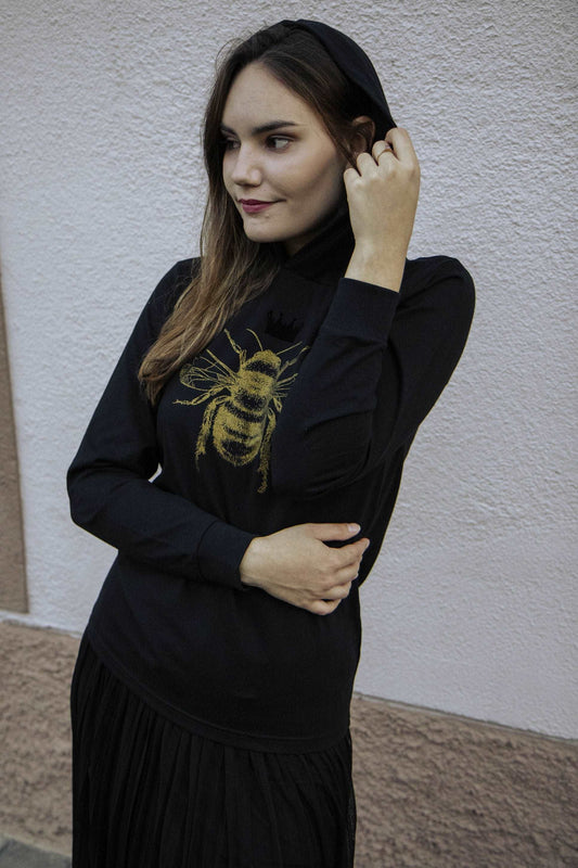 Goldene Biene, T-Shirt mit Kapuze, 180g BioBaumwolle, Unisex Modell