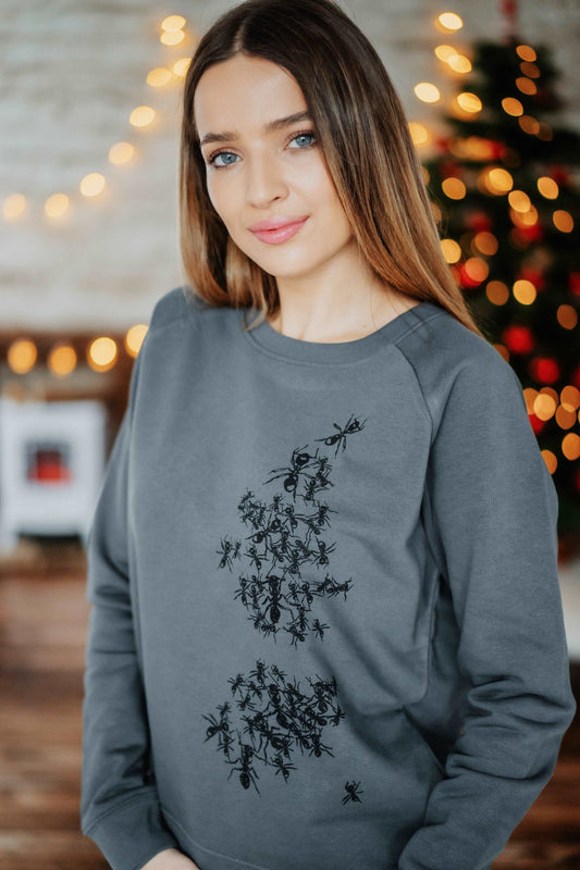 Damenpullover und Ameisen, darunter drei schwarz Glitzernde, Bio-Baumwolle, 300 g