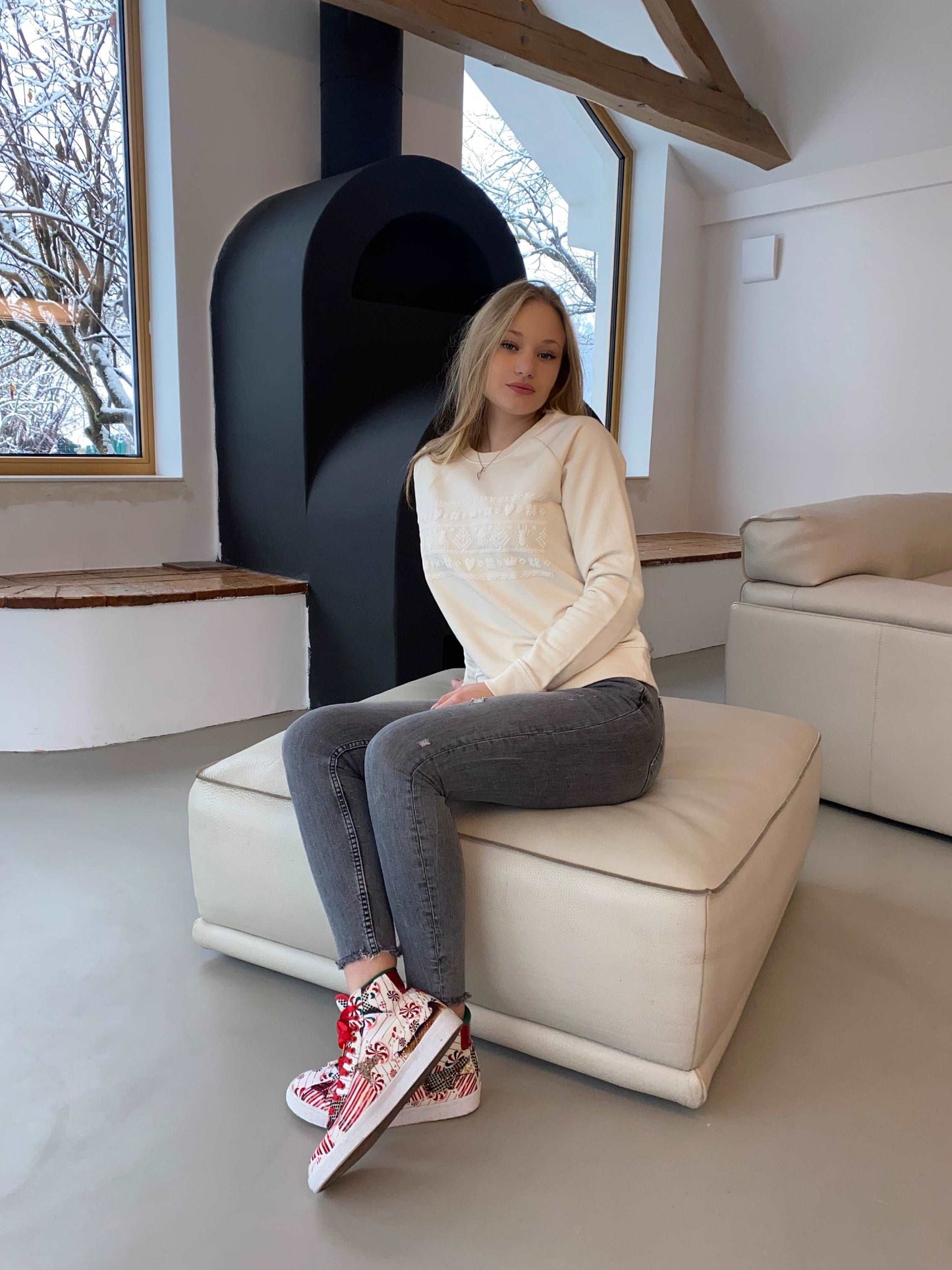 Pullover mit norwegischen Muster Bio-Baumwolle, Damenmodell