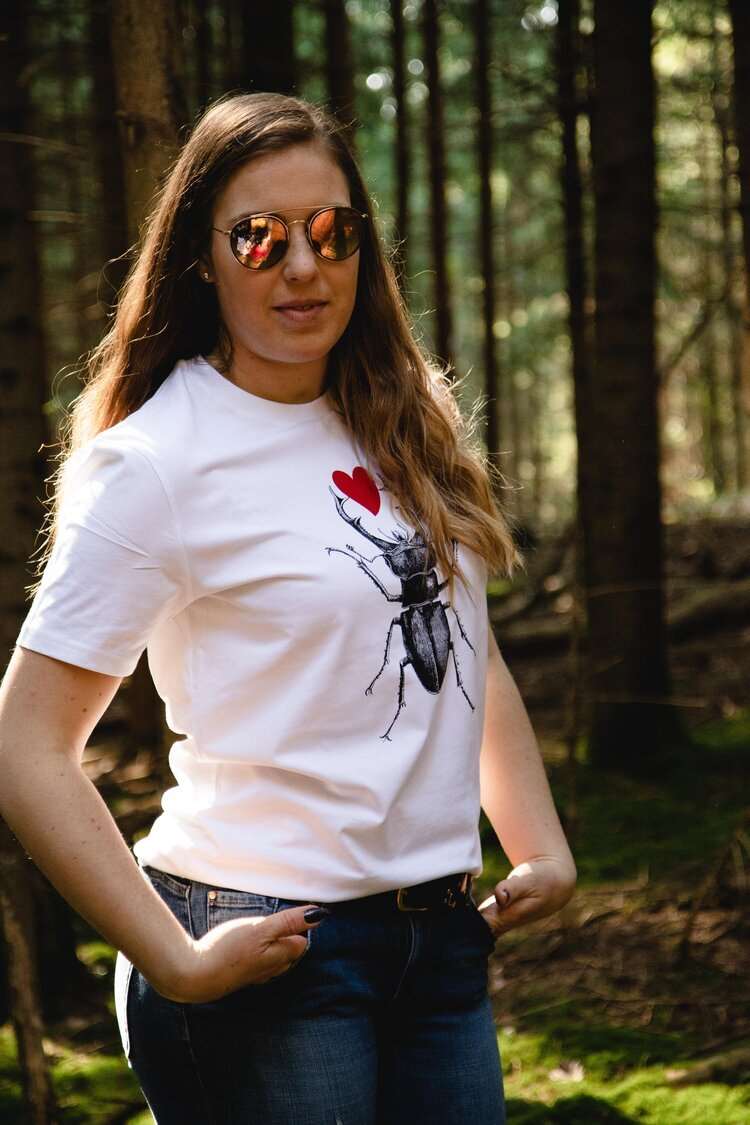 Skarabäus mit rosa Plüschherz (180g Baumwolle), Unisex-Modell