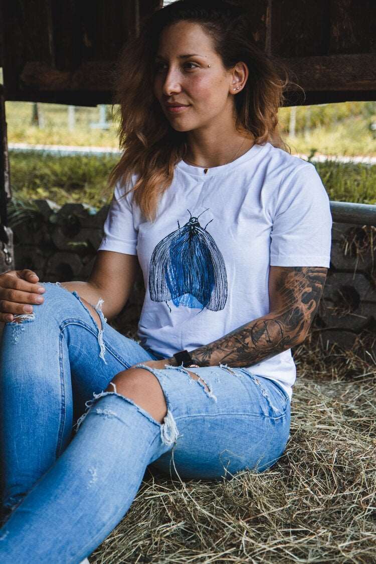 Motte, weißes T-shirt mit Kurz- und Langarm, mit oder ohne Kapuze, Bio-Baumwolle
