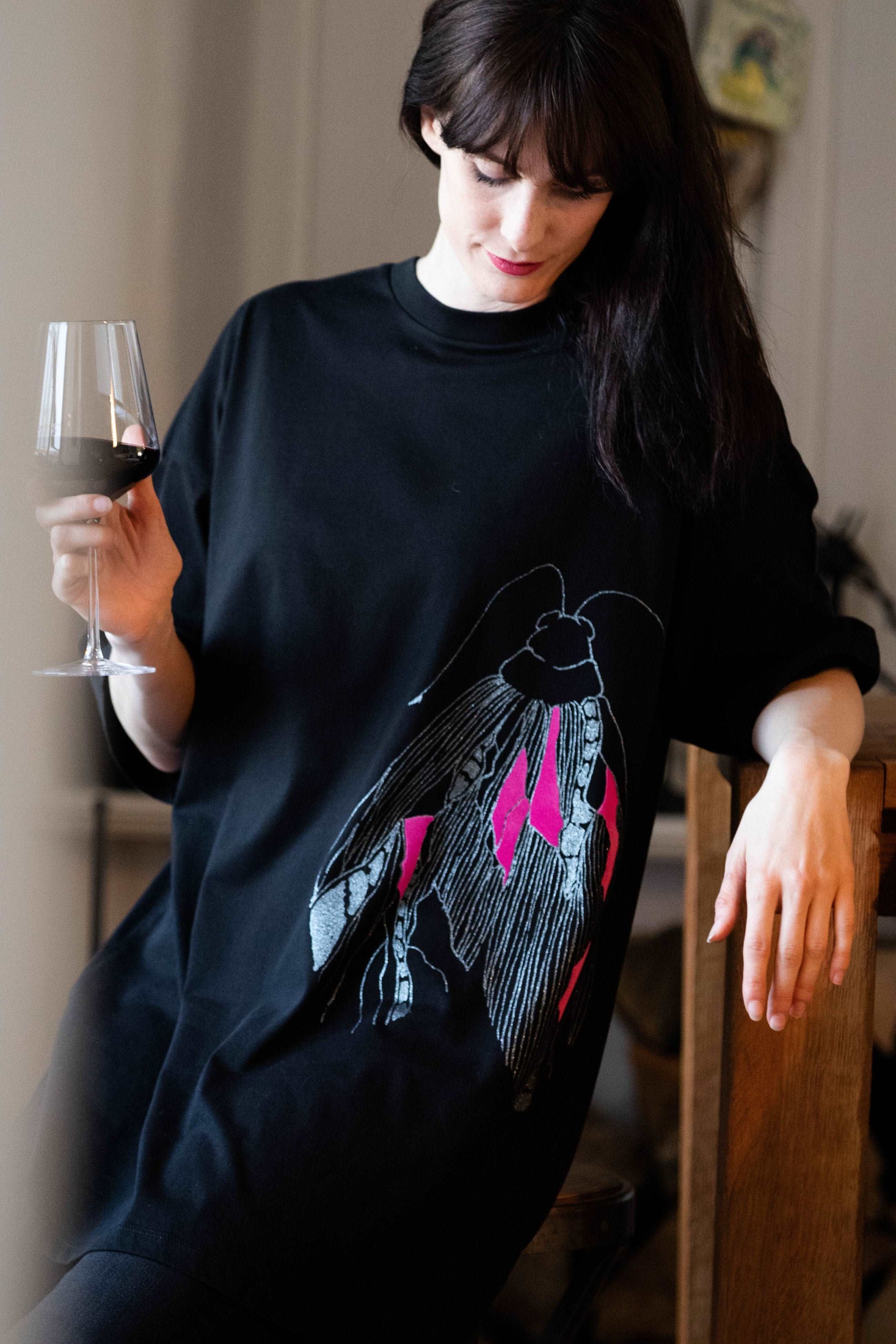 Langes übergroßes T-Shirt (auch als kurzes Kleid) 180g Bio-Baumwolle