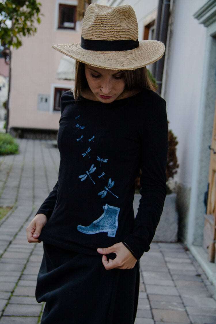 Glänzend blaue Libellen, Damen Modell, 120g Baumwolle