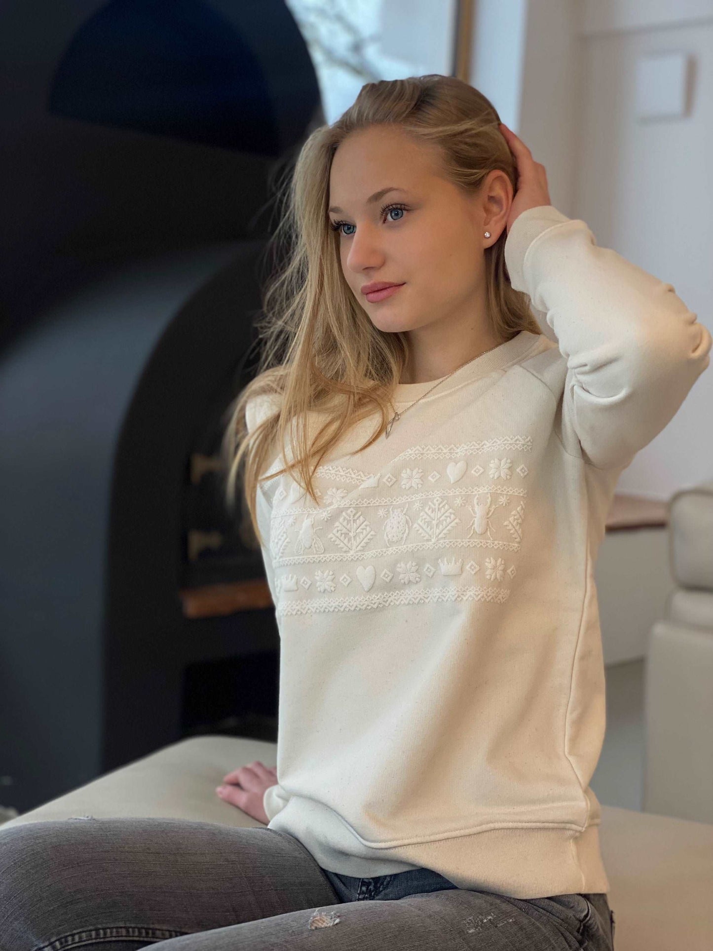 Pullover mit norwegischen Muster Bio-Baumwolle, Damenmodell