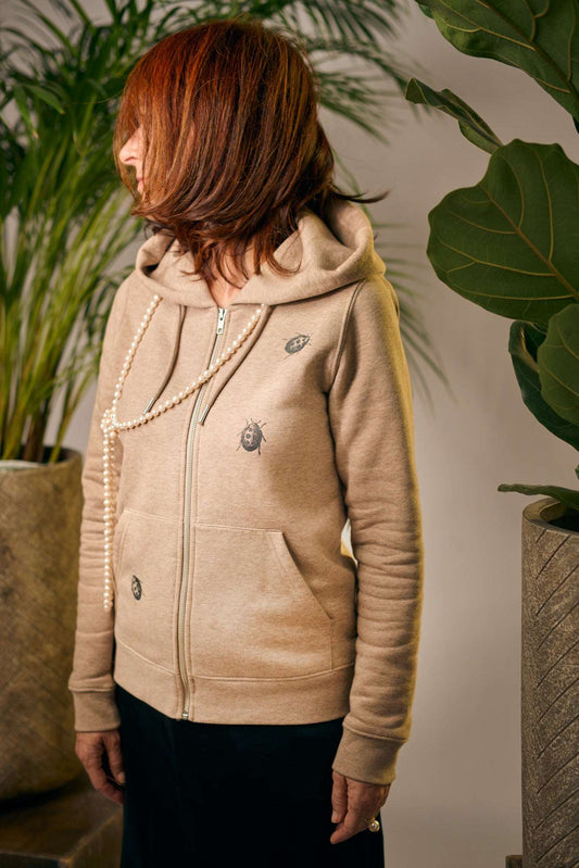 Zip Hoodie mit Marienkäfer -Damen Modell, Bio-Baumwolle