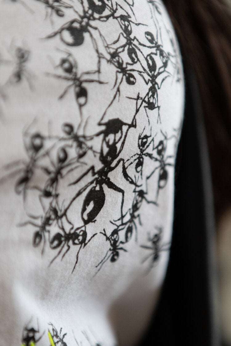 Die Ameisen sind da! Sie kamen zu kurzärmeligen Damen-T-Shirt aus 100% BioBaumwolle