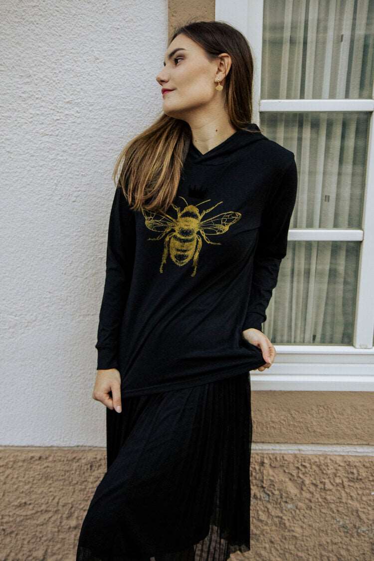 Goldene Biene, T-Shirt mit Kapuze, 180g BioBaumwolle, Unisex Modell