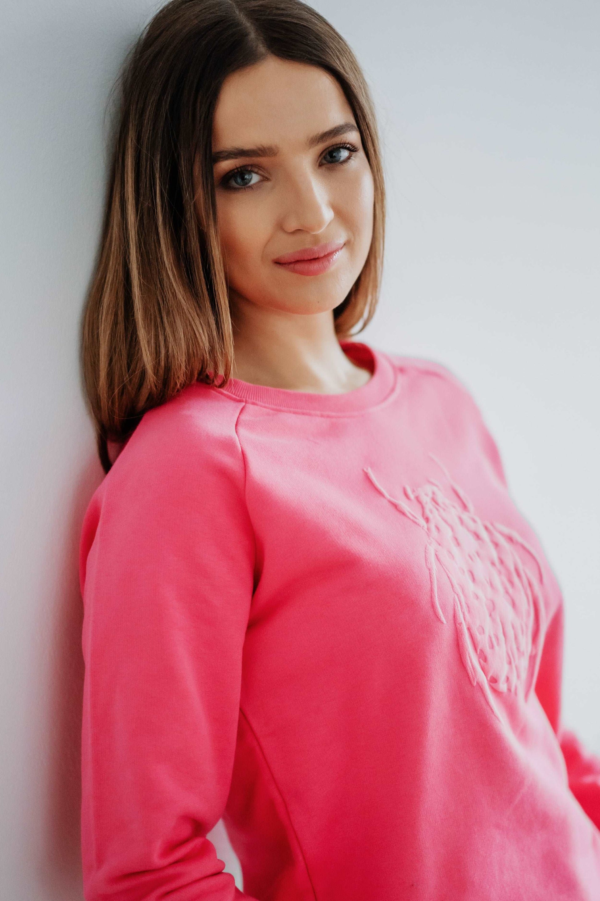 Pink Pullover (sweater) mit Pink Käfer (3DPrint), 350g Bio-Baumwolle